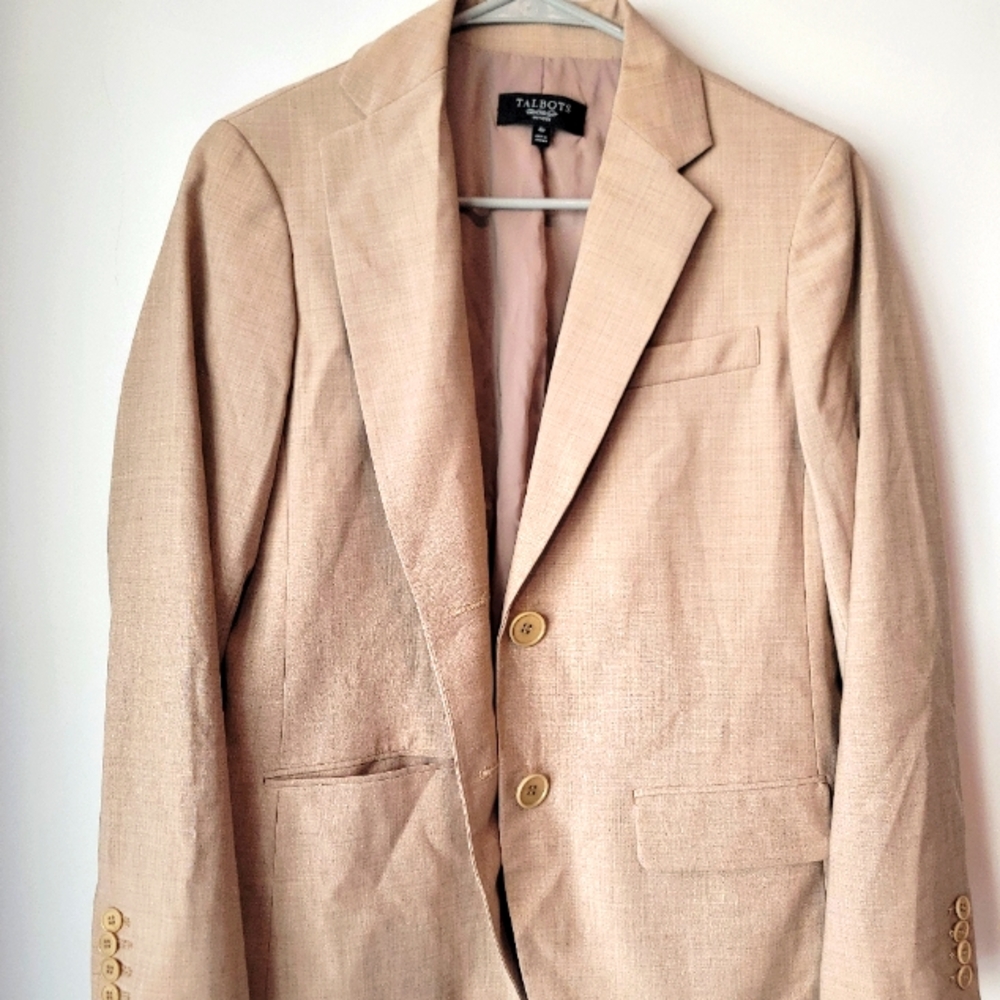 Talbots Petites size 4 Tan women blazer wool blend